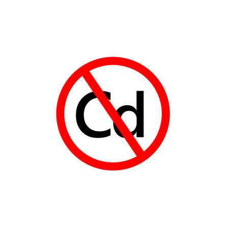 Cadmium free icon. Cd in red crossed circleのイラスト素材