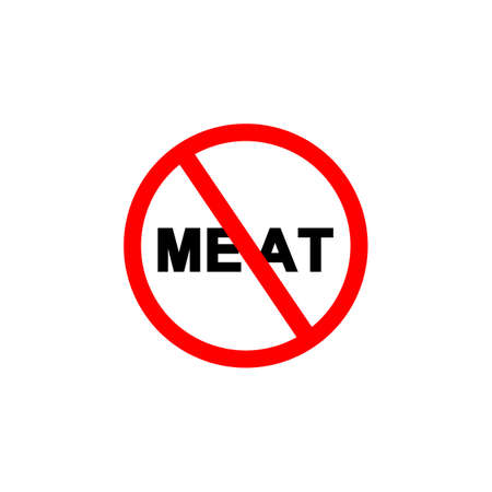 No meat vector round red sign isolated on white backgroundのイラスト素材