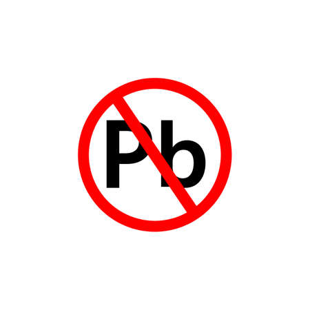 No Plumbum Pb icon. No lead red prohibited sign.のイラスト素材