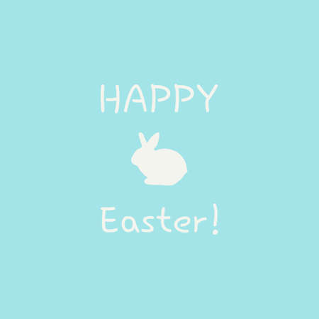 Happy Easter simple minimalistic card with rabbit. Easter Bunny on blue background.のイラスト素材