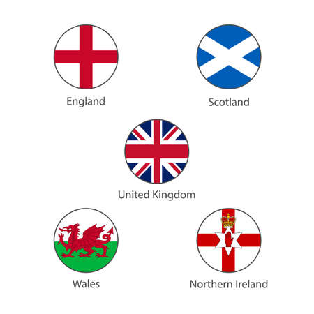 Flags of England, Scotland, Northern Ireland,Walesのイラスト素材