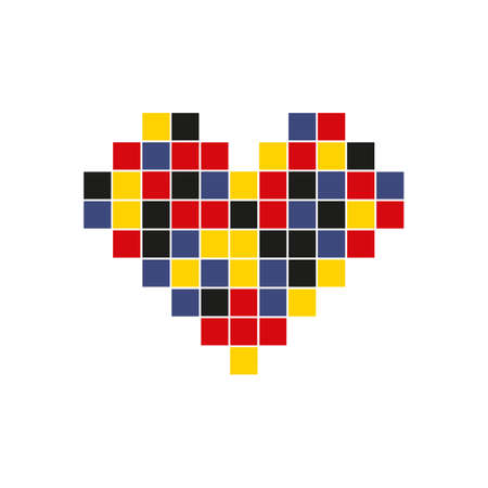 Multi-colored vector heart from mosaic pixel partsのイラスト素材