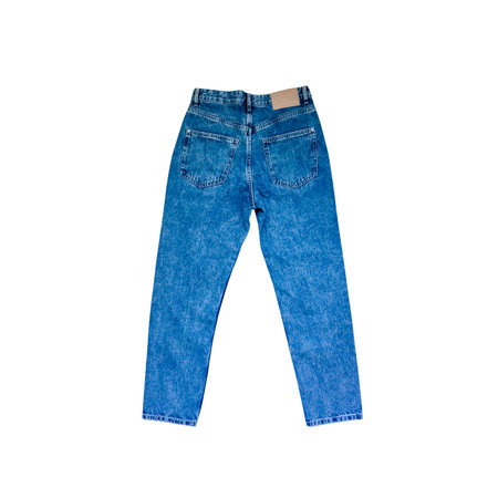 Female jeans mom fit isolated on white background. back view. Jeans with high waist. casual style.の写真素材