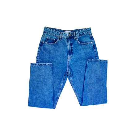 Blue Denim Jeans isolated on white backgroundの写真素材