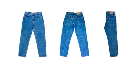 Denim jeans mom fit. Jeans with high waist.の写真素材