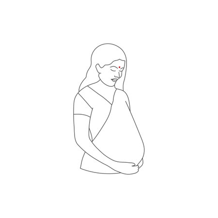 Pregnant Married Indian woman icon. Vectorのイラスト素材