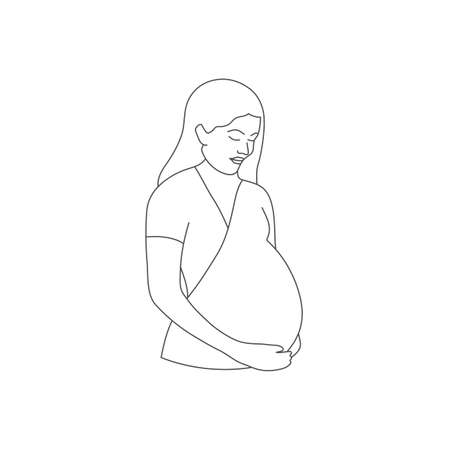 Pregnant young woman line icon. Vector illustrationのイラスト素材