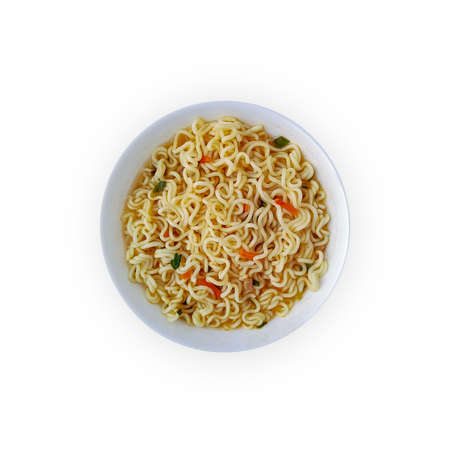 Plate with instant noodles. Top viewの写真素材