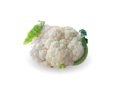 Head of cauliflower isolated on white backgroundの写真素材