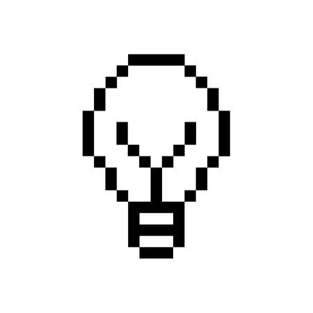 Pixel icon of lamp. Outline simple vector bulb.のイラスト素材