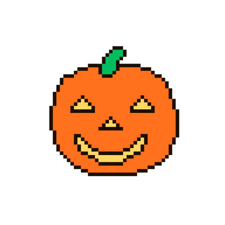 Halloween pumpkin pixel 8 bit colored icon vector.のイラスト素材