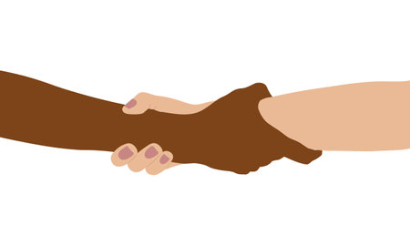 Hands holding one another. Racial equality conceptのイラスト素材