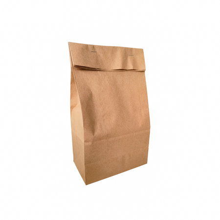 Craft paper bag isolated on white backgroundの写真素材