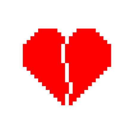 Red pixel heart broken vector 8-bitのイラスト素材