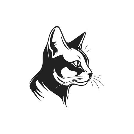 Cat face outline vector silhouette for coloringのイラスト素材