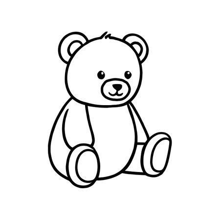 Teddy bear outline vector silhouette for coloringのイラスト素材