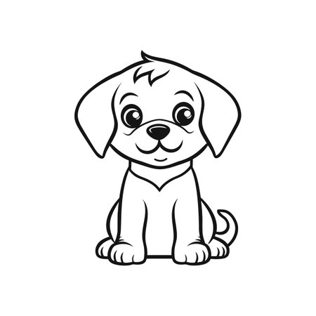 Dog outline vector linear silhouette for coloringのイラスト素材