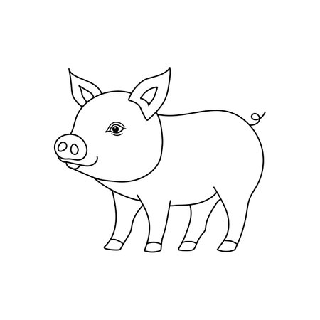 Cute little pig outline piglet vector for coloringのイラスト素材
