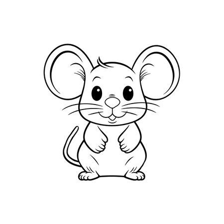 Mouse outline sketch vector. Mousy silhouetteのイラスト素材