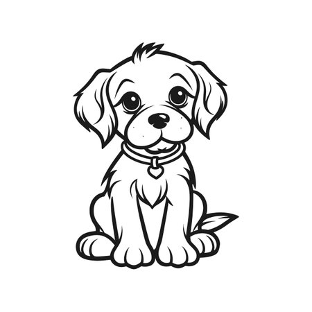 Dog outline vector linear silhouette for coloringのイラスト素材