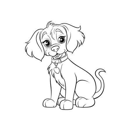 Dog outline vector linear silhouette for coloringのイラスト素材