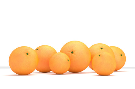 Orange fruit isolated on white background, 3D Rendering, Fresh fruit.の写真素材