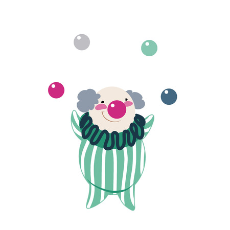 Funny clown on a white background, vector illustrationのイラスト素材
