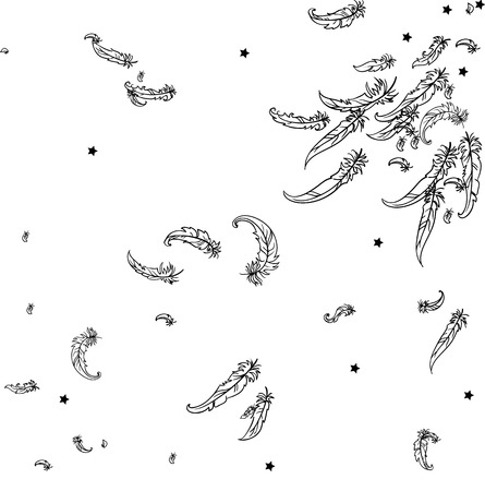 vector illustration of feather mono hrom backgroundのイラスト素材