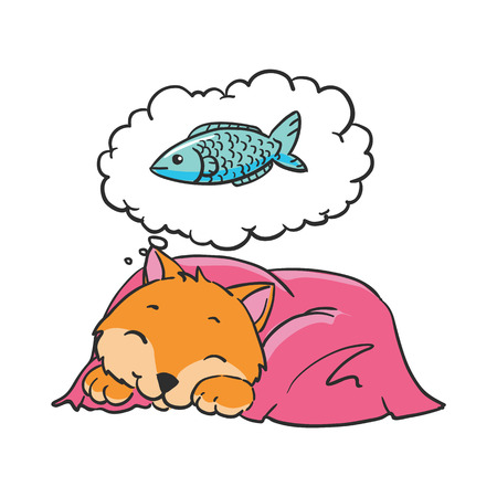 Vector illustration of cartoon cat wishes, kitty,のイラスト素材