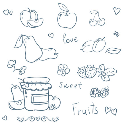 Jars with  fruits jam isolated on white vectorのイラスト素材