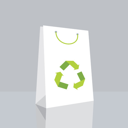 shopping bag with recycle symbol on whiteのイラスト素材
