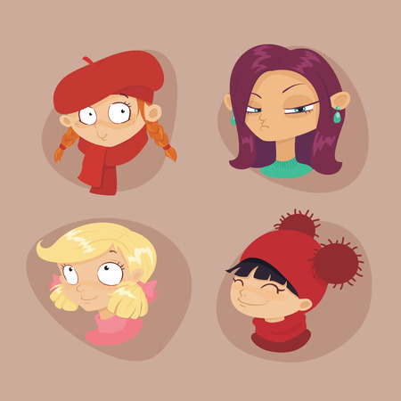 cute illustrations of beautiful young girls のイラスト素材