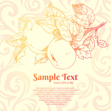 beautiful hand drawn vector apples. background illustrationのイラスト素材