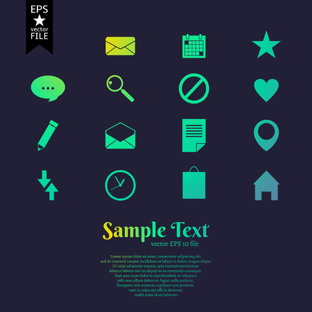 set of flat vector icons for mobile and webのイラスト素材