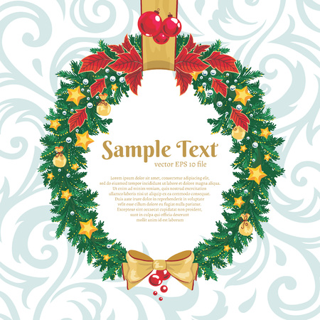 Christmas wreath illustration for cards and webのイラスト素材
