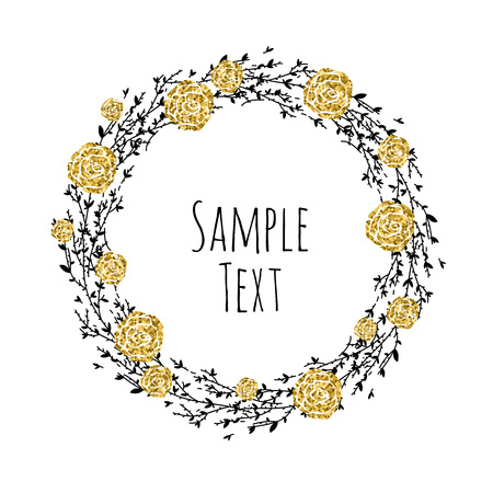 Hand drawn floral vector illustration. Vintage decorative wreath. Ornamental round lace.のイラスト素材