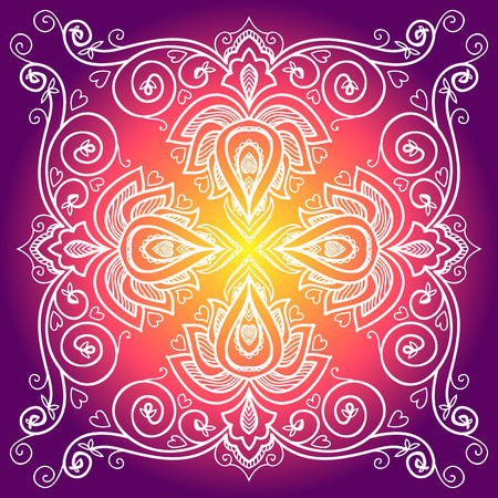 vector Indian floral ornament for serviette pattern, vintage textile.のイラスト素材