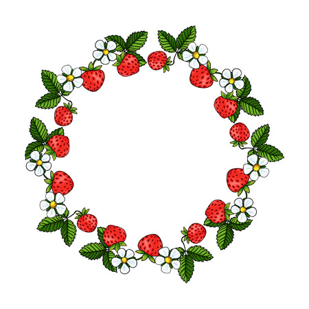 beautiful strawberries composition isolated on white backgroundのイラスト素材