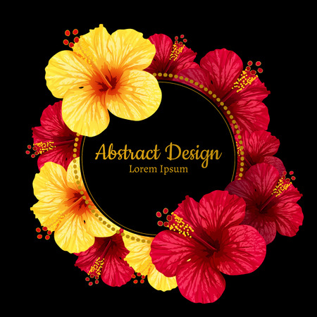 vector hibiscus realistic flower. invitation or wedding card.のイラスト素材