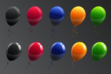bright colored vector balloons realistic vector illustrationのイラスト素材