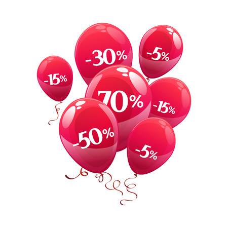 balloons with discount sign. sale symbol. shop vector banner.のイラスト素材