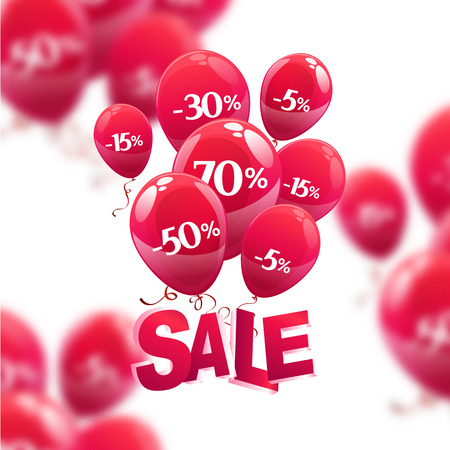 balloons with discount sign. sale symbol. shop vector banner.のイラスト素材