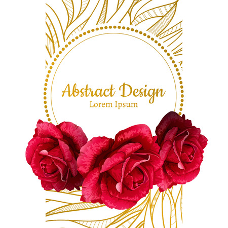 realistic vector red roses illustration. invitation wedding card.のイラスト素材