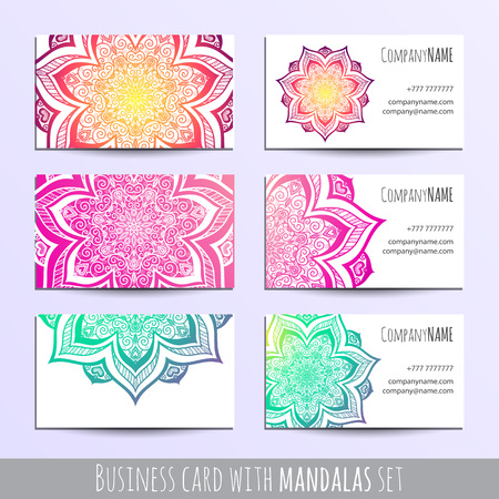 Business cards with mandala illustration. Vector set.のイラスト素材