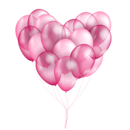 Pink balloon heart vector illutration. Party design backgroundのイラスト素材
