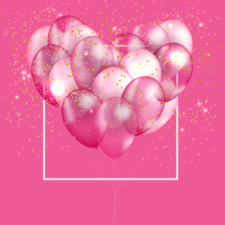 Pink balloon heart vector backgroundのイラスト素材