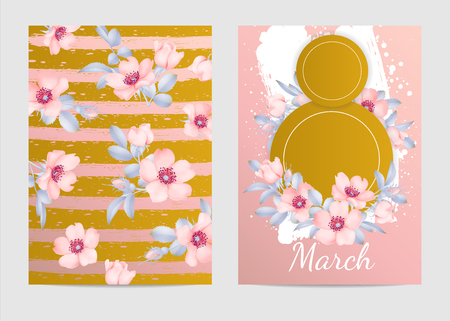 8 March vector card with flower and copy space illustration.のイラスト素材