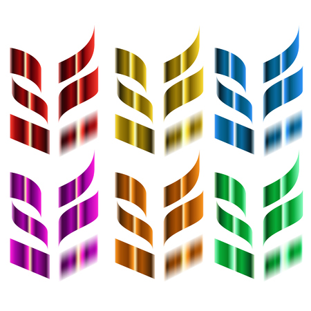 Ribbons set in colorful illustration.のイラスト素材