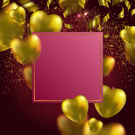Gold valentines hearts greeting card.のイラスト素材