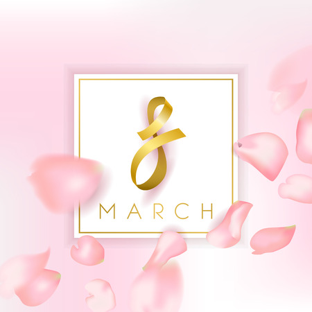 8th of March card with pink petals designのイラスト素材